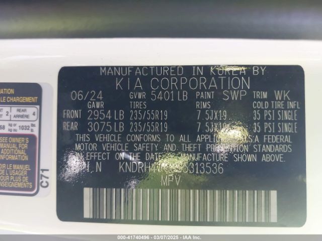 KNDRH4JG3S5313536 KIA Sorento Hybrid Ex