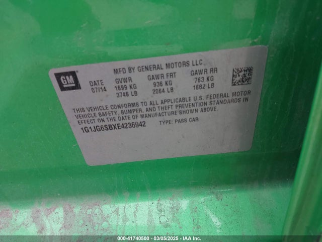 1G1JG6SBXE4236942 Chevrolet Sonic Rs Auto