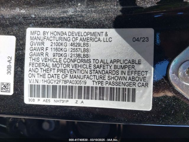 1HGCY2F78PA030519 Honda Accord Hybrid Sport-l