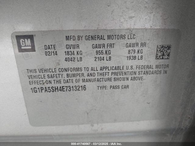 1G1PA5SH4E7313216 Chevrolet Cruze Ls Auto