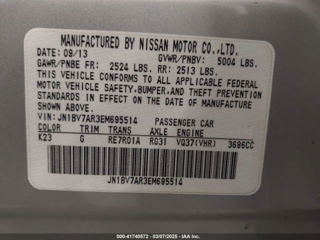 JN1BV7AR3EM695514 Infiniti Q50 Premium