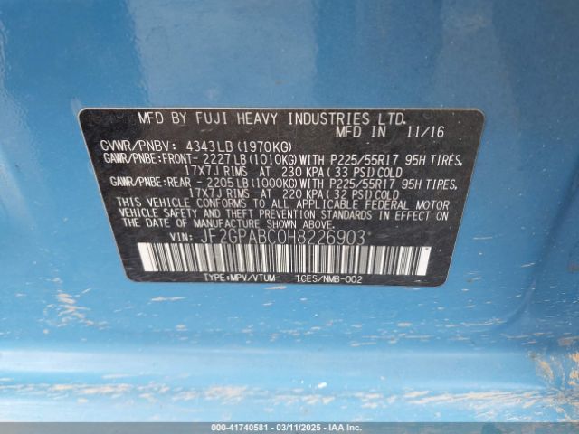JF2GPABC0H8226903 Subaru Crosstrek 2.0i Premium