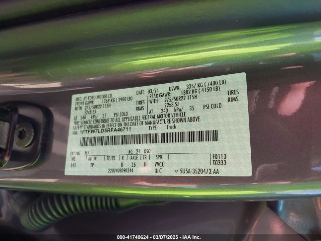 1FTFW7LD5RFA46711 Ford F-150 Platinum