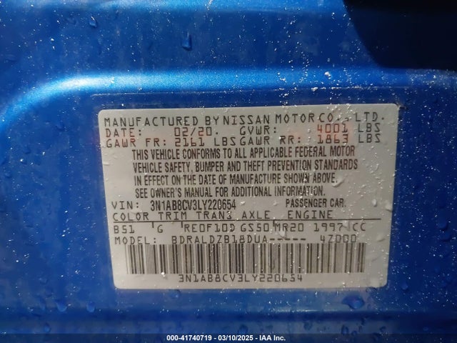 Nissan Sentra Sv Xtronic Cvt 2020 3N1AB8CV3LY220654 Image 9