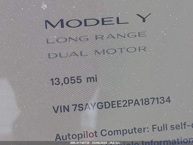 Aukcja sprzedaży 2023 Tesla Model Y Awd/long Range Dual Motor All-wheel Drive, vin: 7SAYGDEE2PA187134, numer aukcji: 41740725