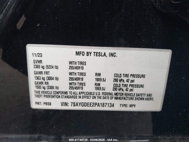 Aukcja sprzedaży 2023 Tesla Model Y Awd/long Range Dual Motor All-wheel Drive, vin: 7SAYGDEE2PA187134, numer aukcji: 41740725