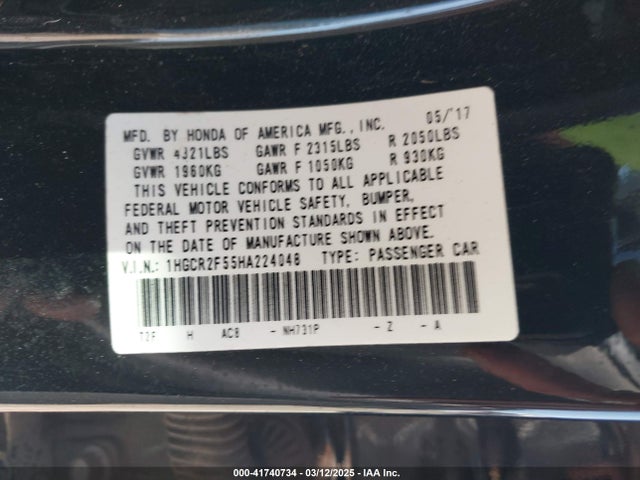 1HGCR2F55HA224048 Honda Accord Sport