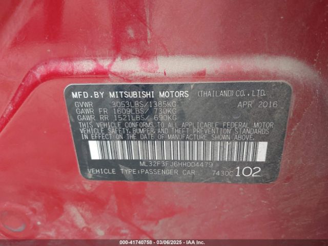 2017 MITSUBISHI MIRAGE G4 ML32F3FJ6HH004479 Photo 8