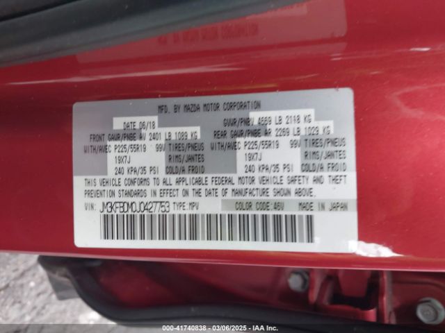 JM3KFBDM0J0427753 Mazda Cx-5 Grand Touring