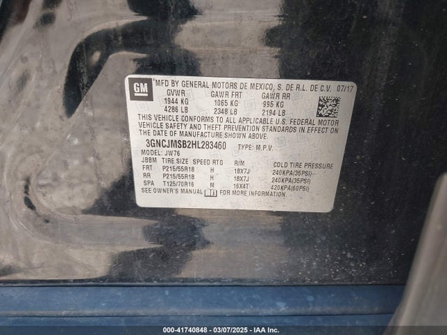 Chevrolet Trax Premier 2017 3GNCJMSB2HL283460 Image 9