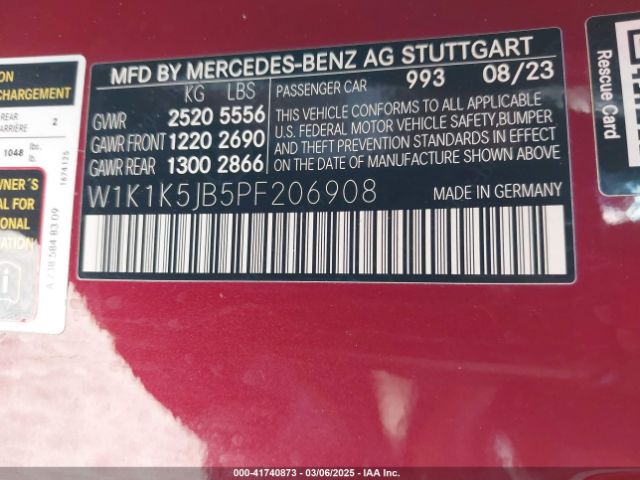 W1K1K5JB5PF206908 Mercedes-Benz E 450