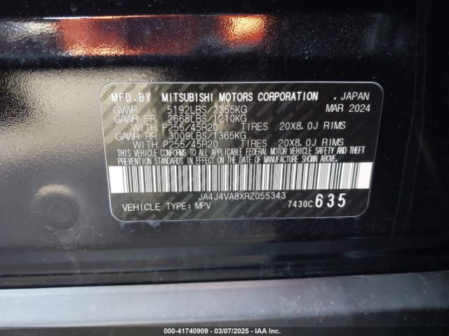 JA4J4VA8XRZ055343 Mitsubishi Outlander Se 2.5 S-awc
