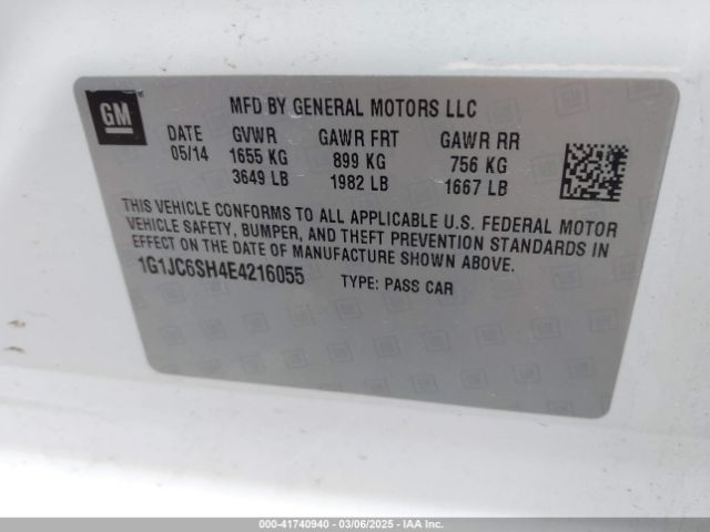 1G1JC6SH4E4216055 Chevrolet Sonic Lt Auto