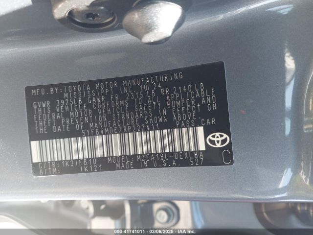 5YFB4MDE7RP227411 Toyota COROLLA LE