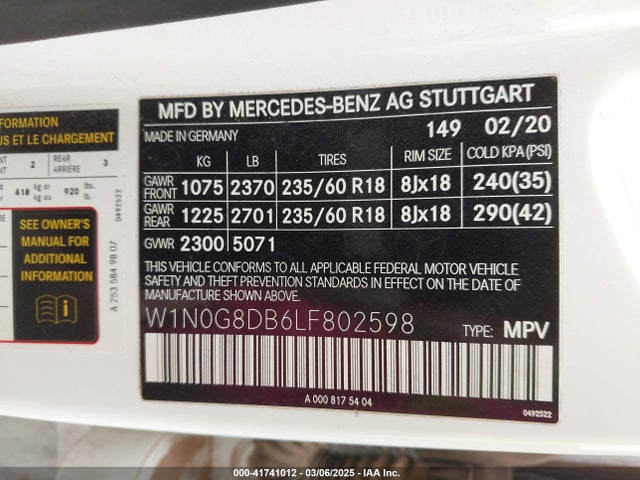 W1N0G8DB6LF802598 Mercedes-Benz GLC 300