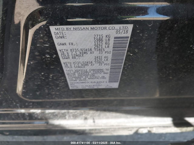 5N1DR2MM0JC664021 Nissan Pathfinder S