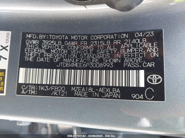 Toyota COROLLA LE 2023 JTDB4MEE6P3008993 Image 9
