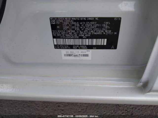 2014 TOYOTA RAV4 EV 2T3YL4DV4EW003090 Photo 8