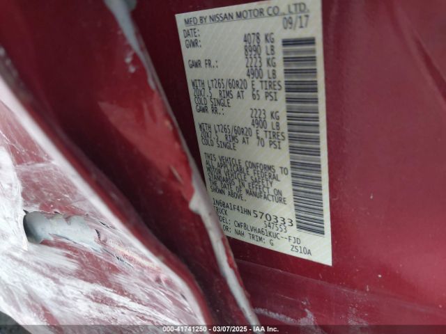 1N6BA1F41HN570333 Nissan Titan Xd Sl Diesel