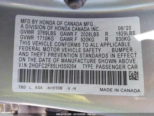 Honda Civic Sport 2020 2HGFC2F85LH559264 Image 9