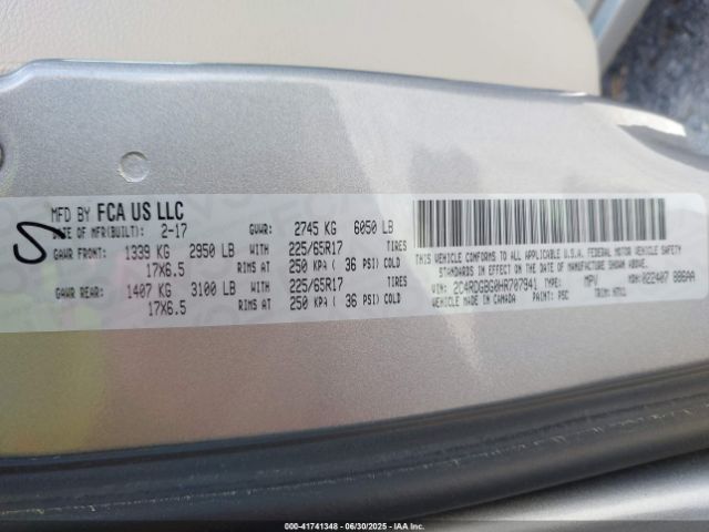 2017 DODGE GRAND CARAVAN 2C4RDGBG0HR707941 Photo 8