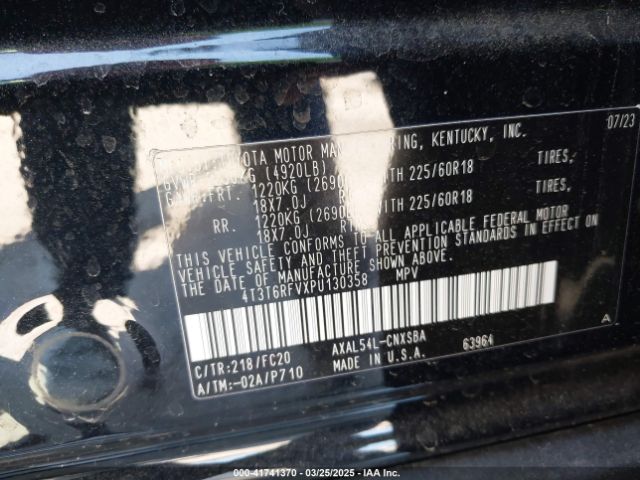 4T3T6RFVXPU130358 Toyota Rav4 Hybrid Se