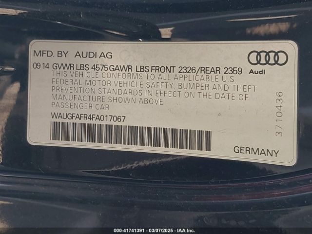 WAUGFAFR4FA017067 Audi A5 2.0t Premium