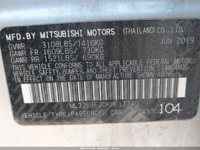 2019 MITSUBISHI MIRAGE G4 ML32F3FJ0KHF17740 Photo 8