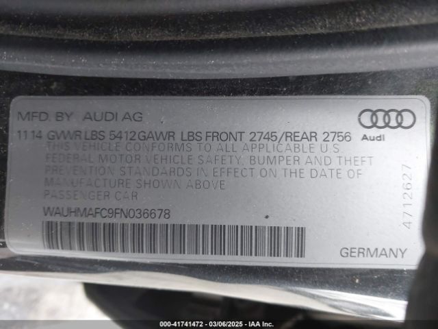 WAUHMAFC9FN036678 Audi A6 3.0 Tdi Premium Plus