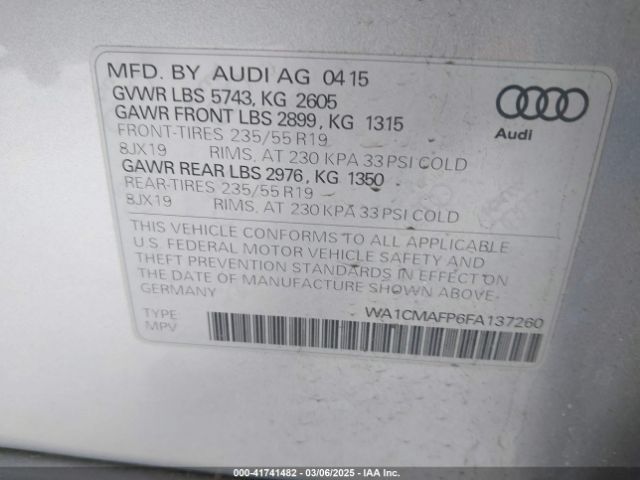WA1CMAFP6FA137260 Audi Q5 3.0 Tdi Premium Plus