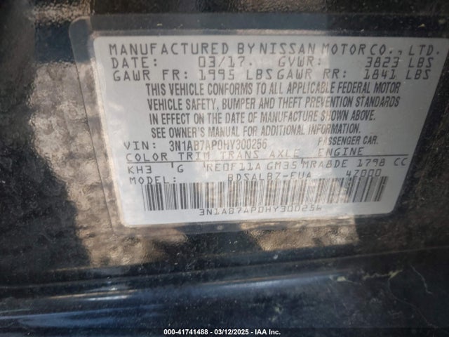 3N1AB7AP0HY300256 Nissan SENTRA S