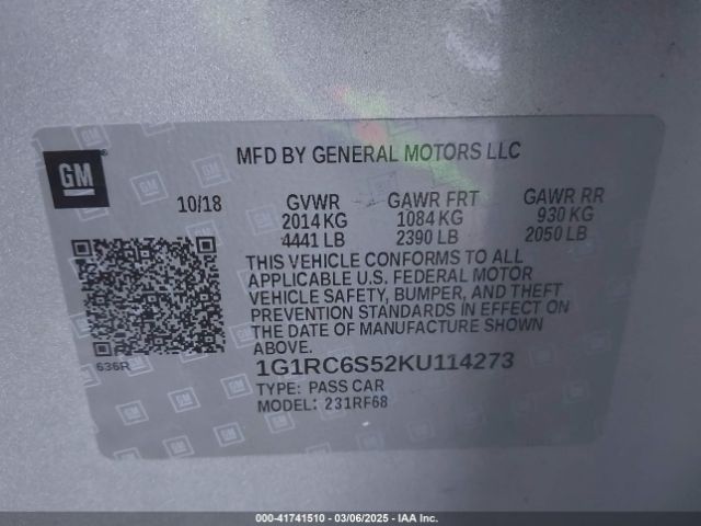 1G1RC6S52KU114273 Chevrolet VOLT LT