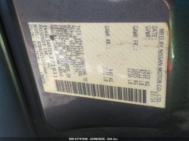 1N4AL3AP2EN371931 Nissan Altima 2.5 S