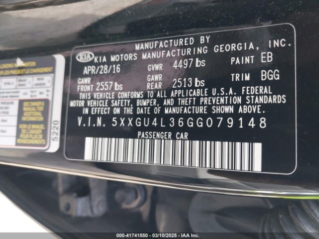5XXGU4L36GG079148 KIA OPTIMA EX