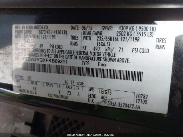 1FTBW2YGXFKB09311 Ford Transit