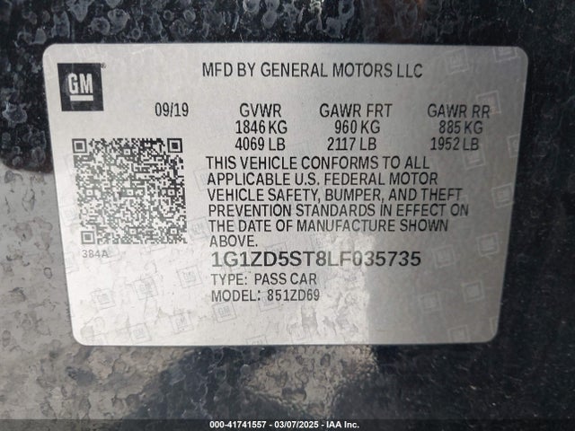 1G1ZD5ST8LF035735 Chevrolet Malibu Fwd Lt