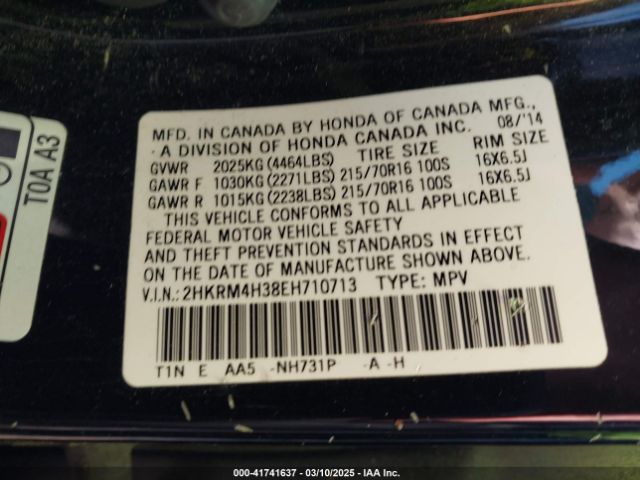 2HKRM4H38EH710713 Honda CR-V LX