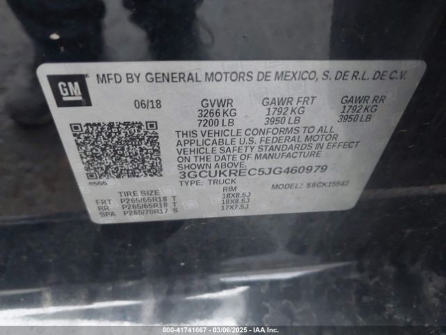 3GCUKREC5JG460979 Chevrolet Silverado 1500 2lt