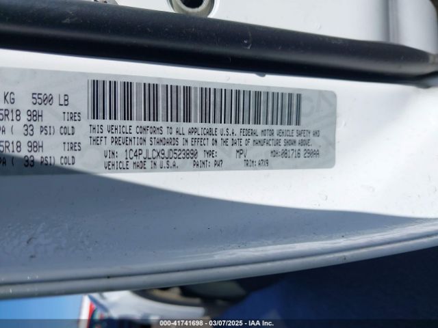 1C4PJLCX9JD523890 Jeep Cherokee Latitude Fwd