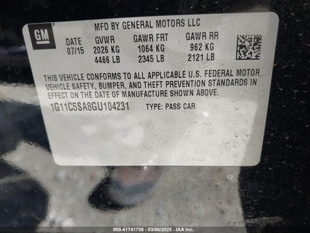 1G11C5SA8GU104231 Chevrolet Malibu Limited Lt