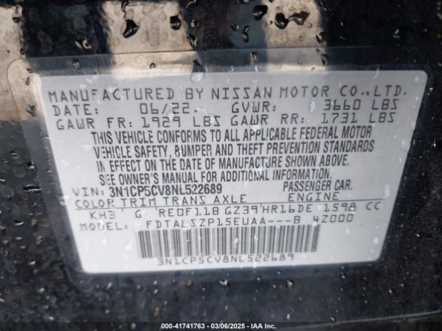 3N1CP5CV8NL522689 Nissan Kicks Sv Xtronic Cvt