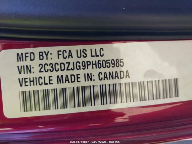 2C3CDZJG9PH605985 Dodge Challenger Gt