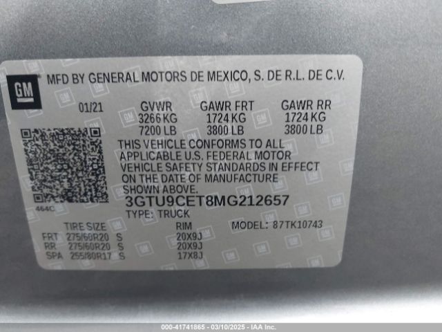 3GTU9CET8MG212657 GMC Sierra 1500 4wd  Standard Box Elevation