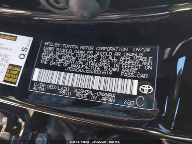 JTDACAAJ6S3005519 Toyota a25a-fxs