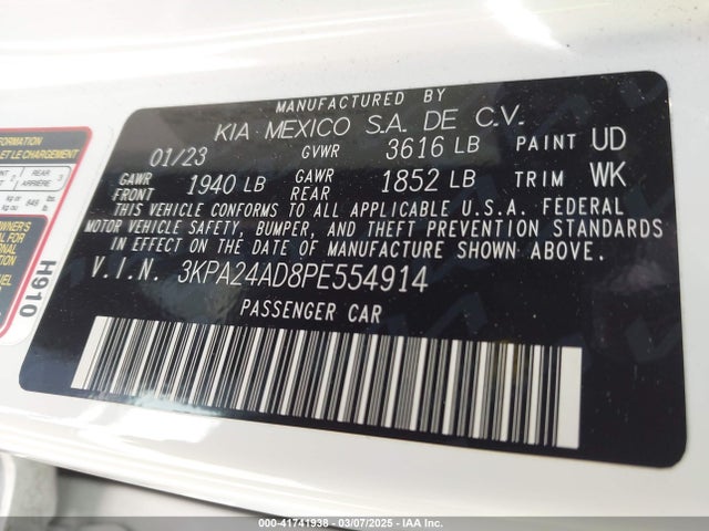 3KPA24AD8PE554914 KIA RIO S
