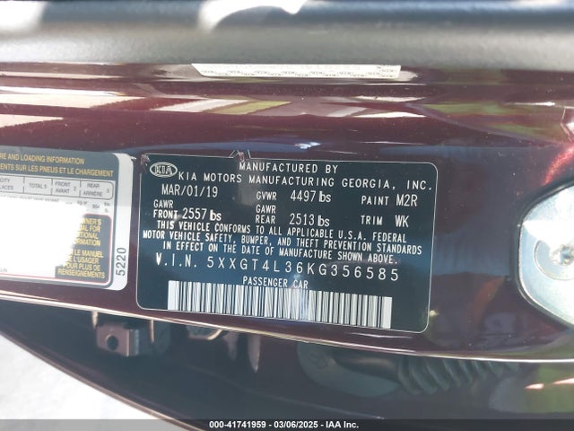 5XXGT4L36KG356585 KIA Optima Lx