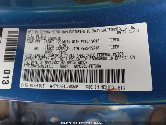 3TMCZ5AN1JM124111 Toyota Tacoma Trd Off Road