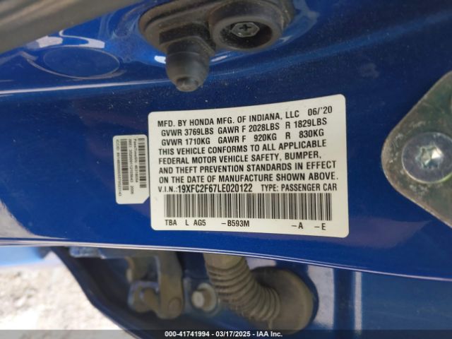 19XFC2F67LE020122 Honda Civic Lx