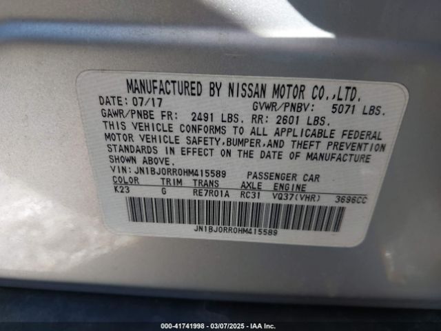 JN1BJ0RR0HM415589 Infiniti QX50