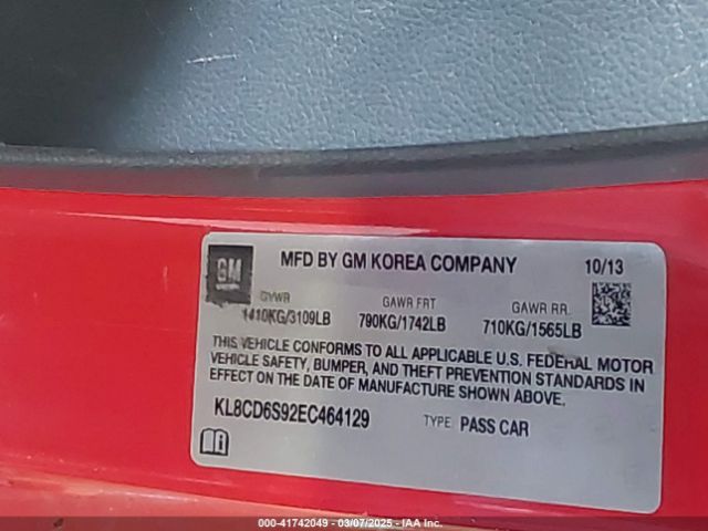 KL8CD6S92EC464129 Chevrolet Spark 1lt Auto